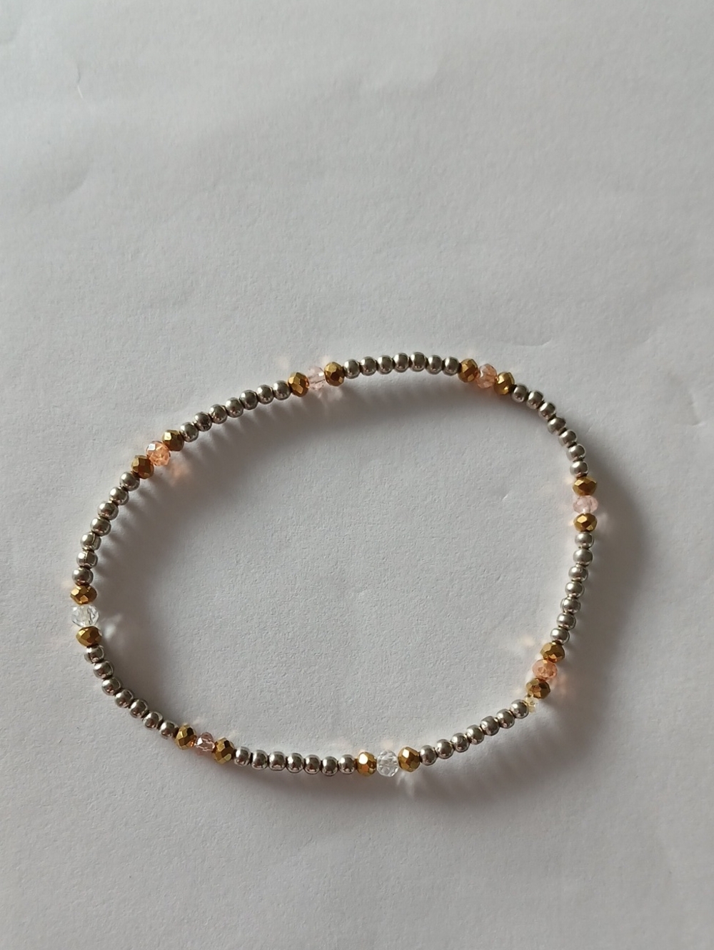 Delicate Gold And Clear Glass crystal & Sterling Silver 925 Beaded  Bracelet